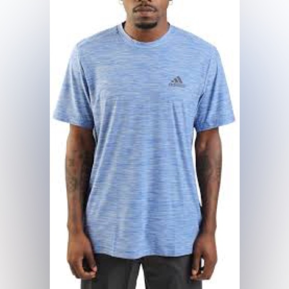 Adidas Aeroready Men's Heathered Blue Tee Sports Stretch